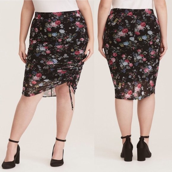 torrid Dresses & Skirts - Torrid Floral Print Mesh Pencil Skirt Tie Front 2X